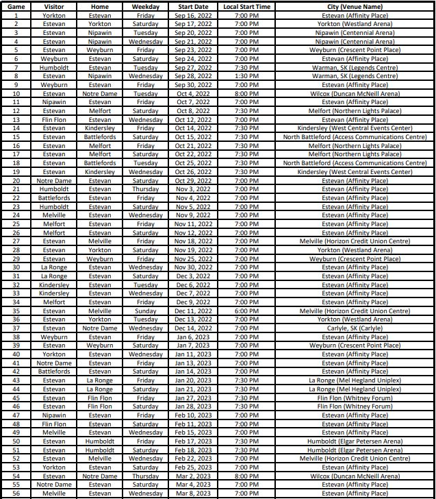 2022-23 SJHL schedule released | portals